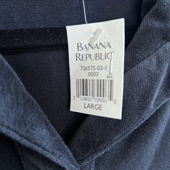 Banana Republic Vintage Black Velvet Collar Cuffs Casual Top T-shirt NWT Size L - Picture 5 of 8
